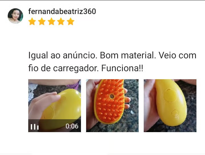 Print completo da avaliação de fernandabeatriz360, com 5 estrelas, comentário e fotos da escova