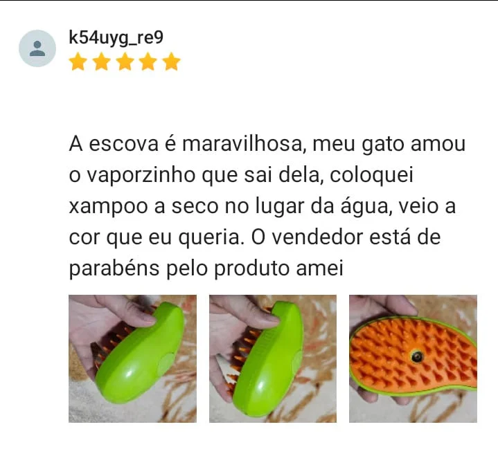 Print completo da avaliação de k54uyg_re9, com 5 estrelas, comentário e fotos da escova