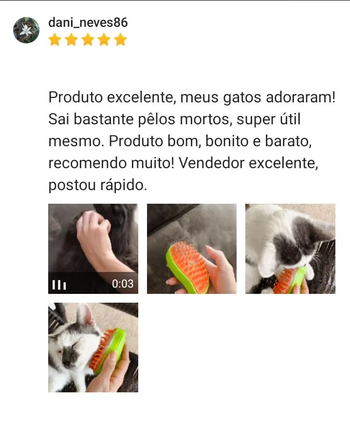 Print completo da avaliação de dani_neves86, com 5 estrelas, comentário e fotos da escova
