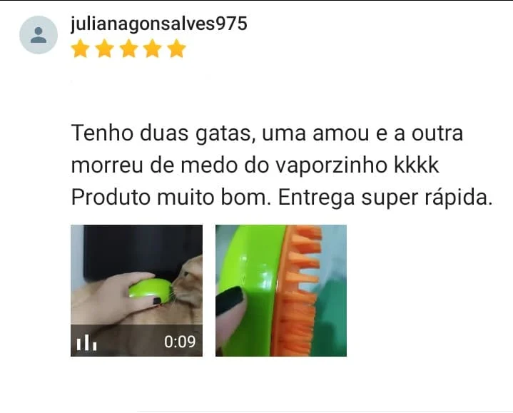 Print completo da avaliação de julianagonsalves975, com 5 estrelas, comentário e fotos da escova
